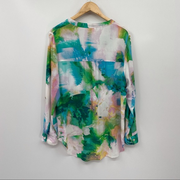 Anthropologie Fig and Flower watercolor print blouse - Picture 4 of 8